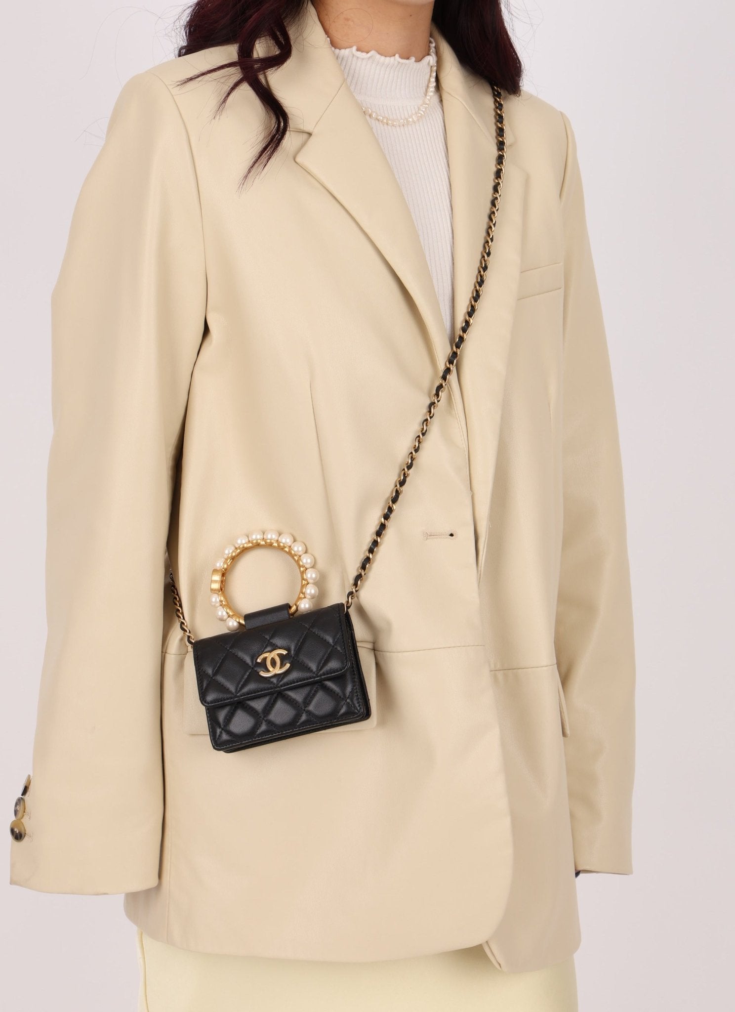 Chanel 2021 Lambskin Pearl Bracelet Bag - FashioNica