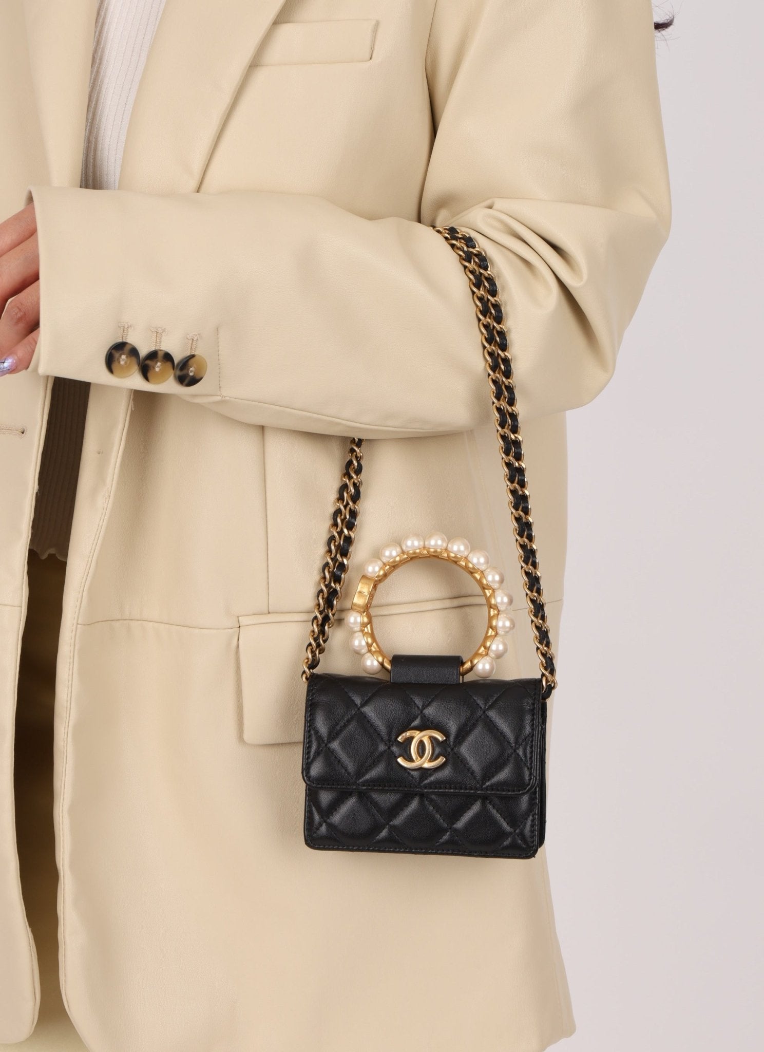 Chanel 2021 Lambskin Pearl Bracelet Bag - FashioNica