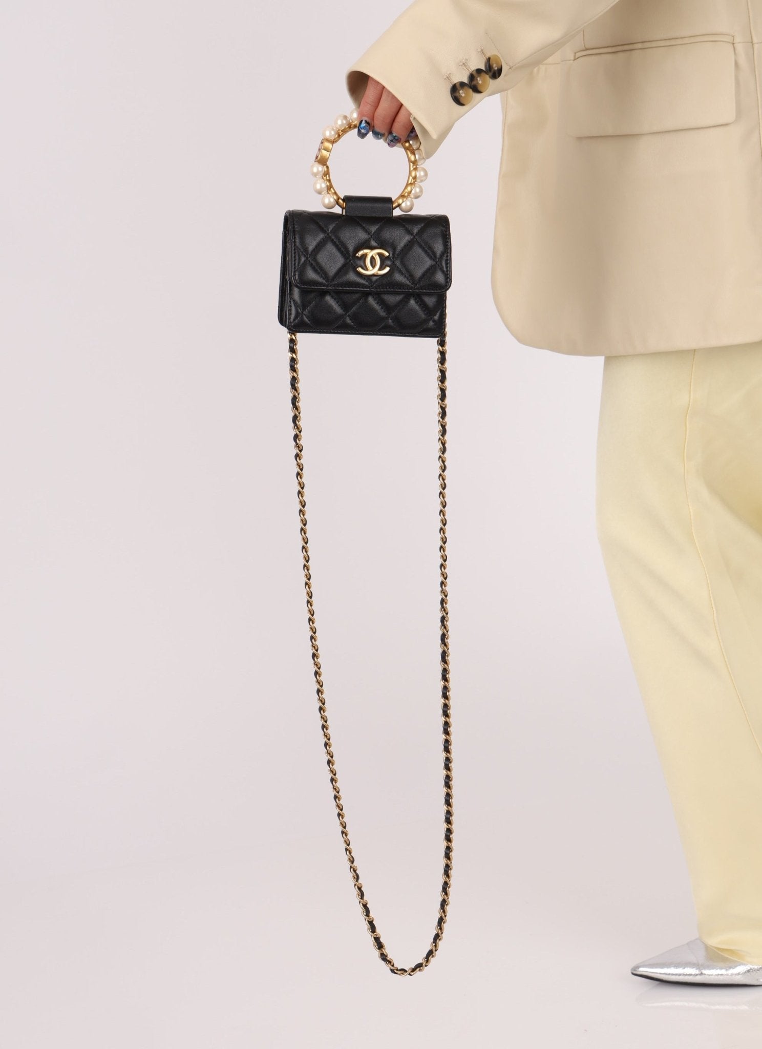 Chanel 2021 Lambskin Pearl Bracelet Bag - FashioNica