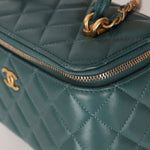 Chanel 2021 Lambskin Teal Mini Rectangular Top Handle Vanity - FashioNica