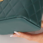 Chanel 2021 Lambskin Teal Mini Rectangular Top Handle Vanity - FashioNica