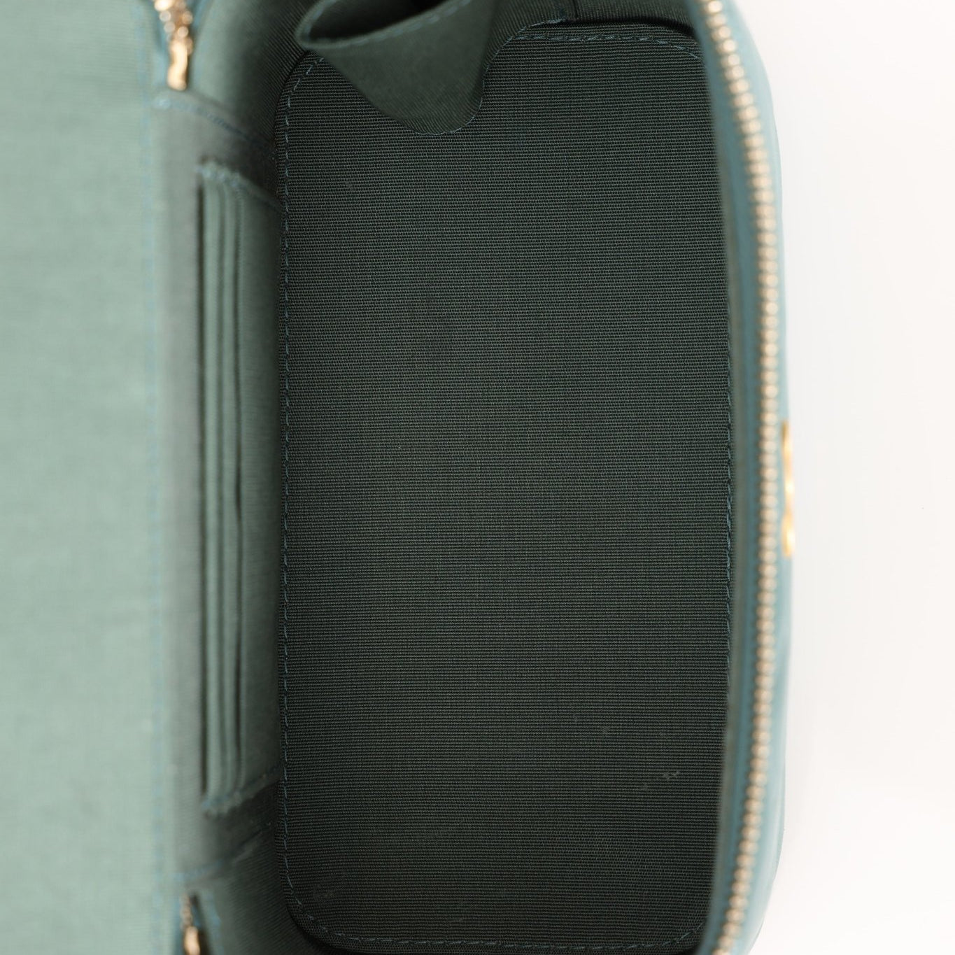 Chanel 2021 Lambskin Teal Mini Rectangular Top Handle Vanity - FashioNica
