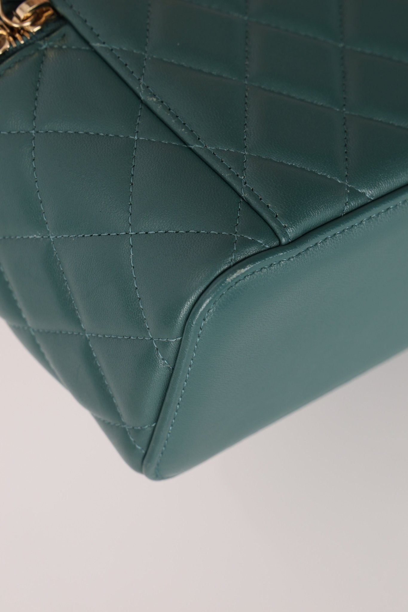 Chanel 2021 Lambskin Teal Mini Rectangular Top Handle Vanity - FashioNica