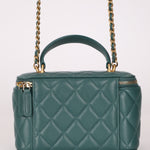 Chanel 2021 Lambskin Teal Mini Rectangular Top Handle Vanity - FashioNica