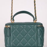 Chanel 2021 Lambskin Teal Mini Rectangular Top Handle Vanity - FashioNica