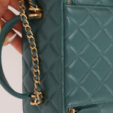 Chanel 2021 Lambskin Teal Mini Rectangular Top Handle Vanity - FashioNica