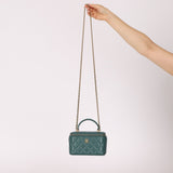 Chanel 2021 Lambskin Teal Mini Rectangular Top Handle Vanity - FashioNica