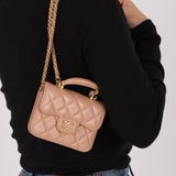 Chanel 2021 Lambskin Top Handle Cardholder on Chain - FashioNica