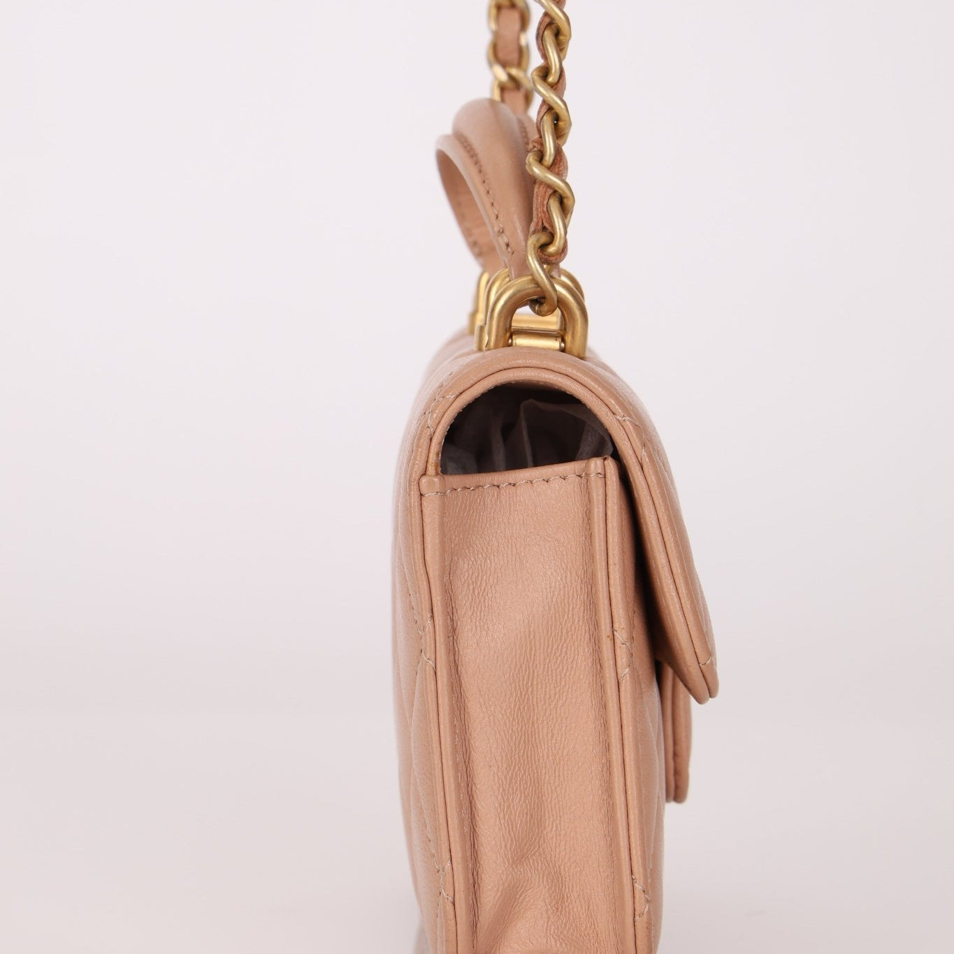 Chanel 2021 Lambskin Top Handle Cardholder on Chain - FashioNica