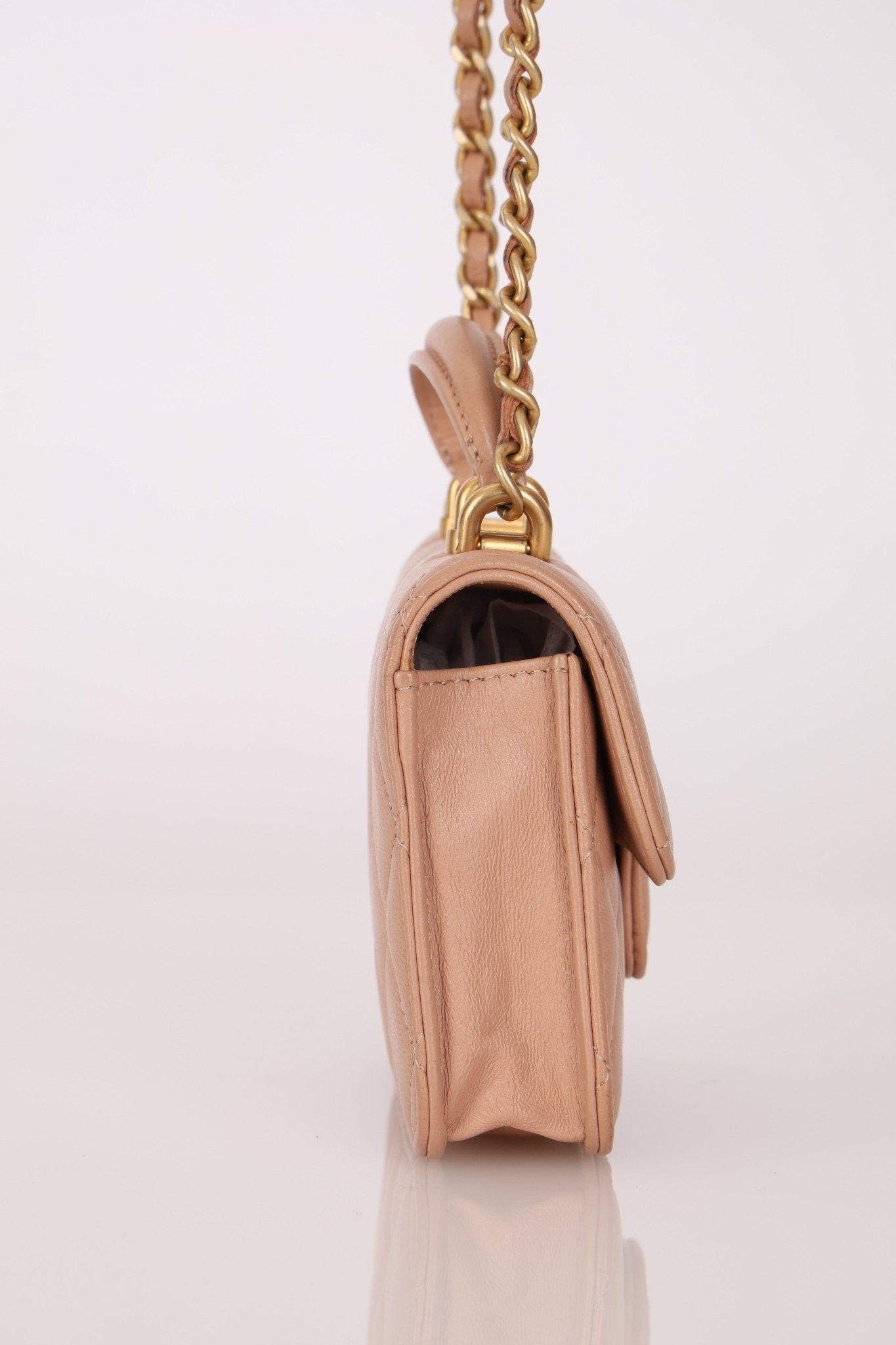 Chanel 2021 Lambskin Top Handle Cardholder on Chain - FashioNica