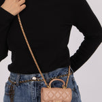 Chanel 2021 Lambskin Top Handle Cardholder on Chain - FashioNica