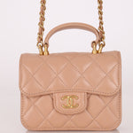 Chanel 2021 Lambskin Top Handle Cardholder on Chain - FashioNica