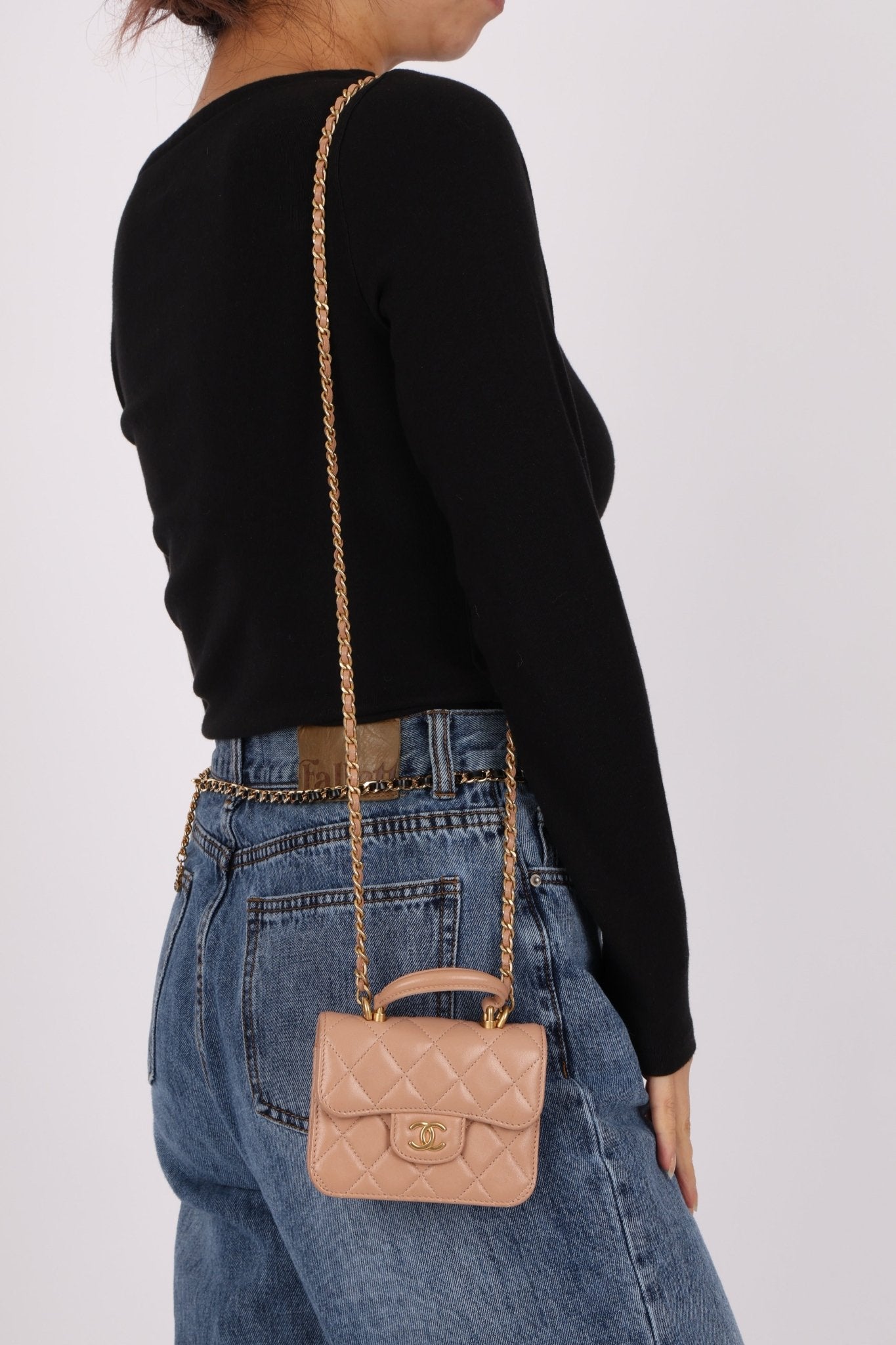 Chanel 2021 Lambskin Top Handle Cardholder on Chain - FashioNica