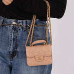 Chanel 2021 Lambskin Top Handle Cardholder on Chain - FashioNica