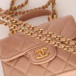 Chanel 2021 Lambskin Top Handle Cardholder on Chain - FashioNica