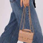 Chanel 2021 Lambskin Top Handle Cardholder on Chain - FashioNica