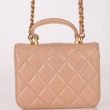 Chanel 2021 Lambskin Top Handle Cardholder on Chain - FashioNica