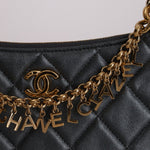 Chanel 2021 Metallic Logo Charms Quilted Pochette - FashioNica