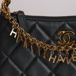 Chanel 2021 Metallic Logo Charms Quilted Pochette - FashioNica