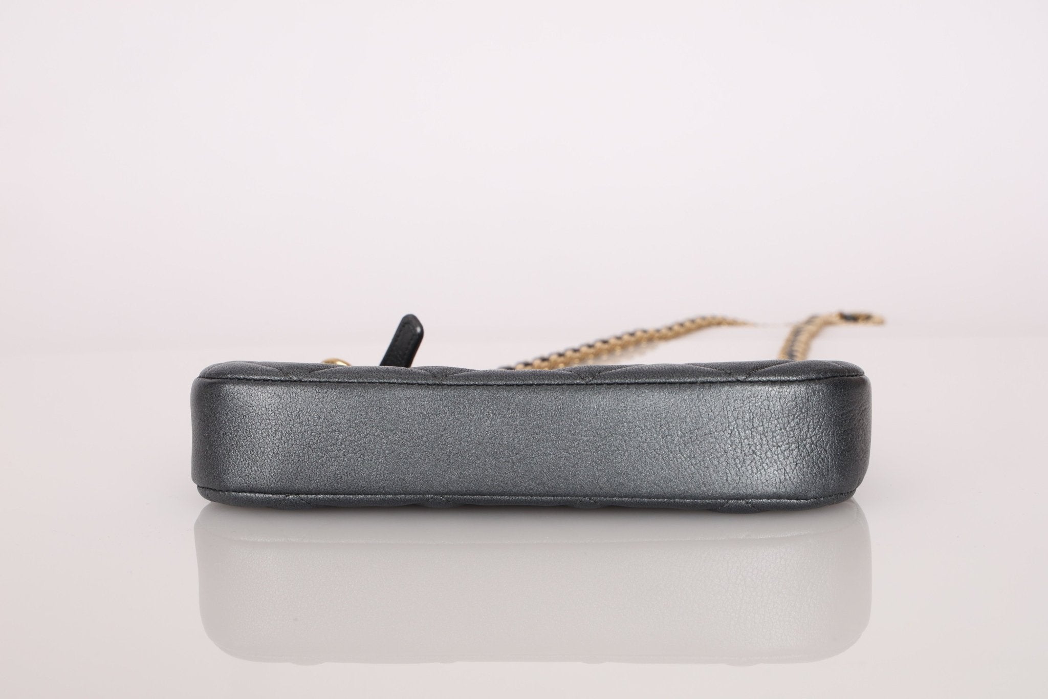 Chanel 2021 Metallic Logo Charms Quilted Pochette - FashioNica