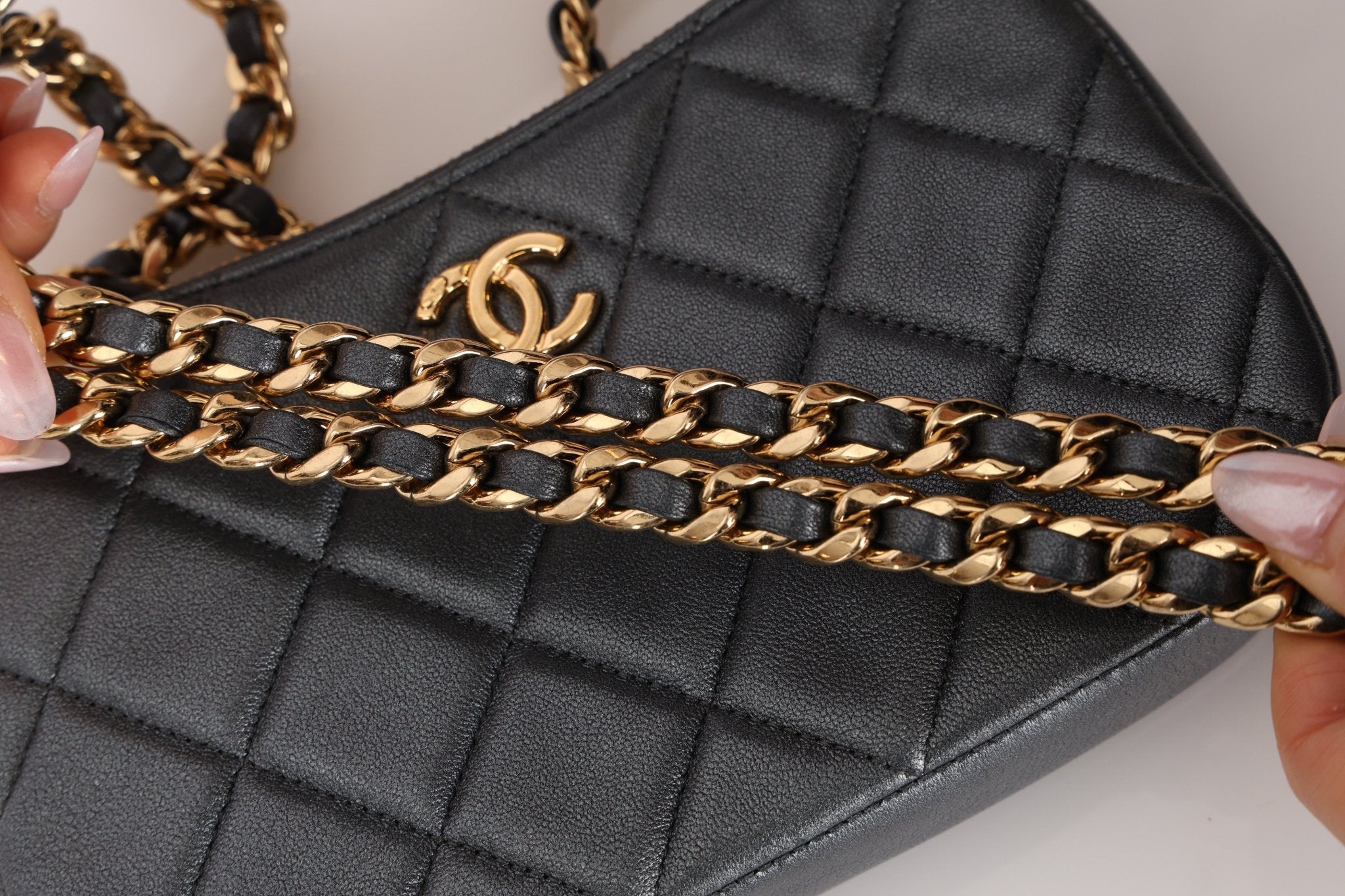 Chanel 2021 Metallic Logo Charms Quilted Pochette - FashioNica