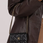 Chanel 2021 Miss Coco Strap Caviar Cardholder on Chain - FashioNica