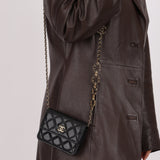 Chanel 2021 Miss Coco Strap Caviar Cardholder on Chain - FashioNica