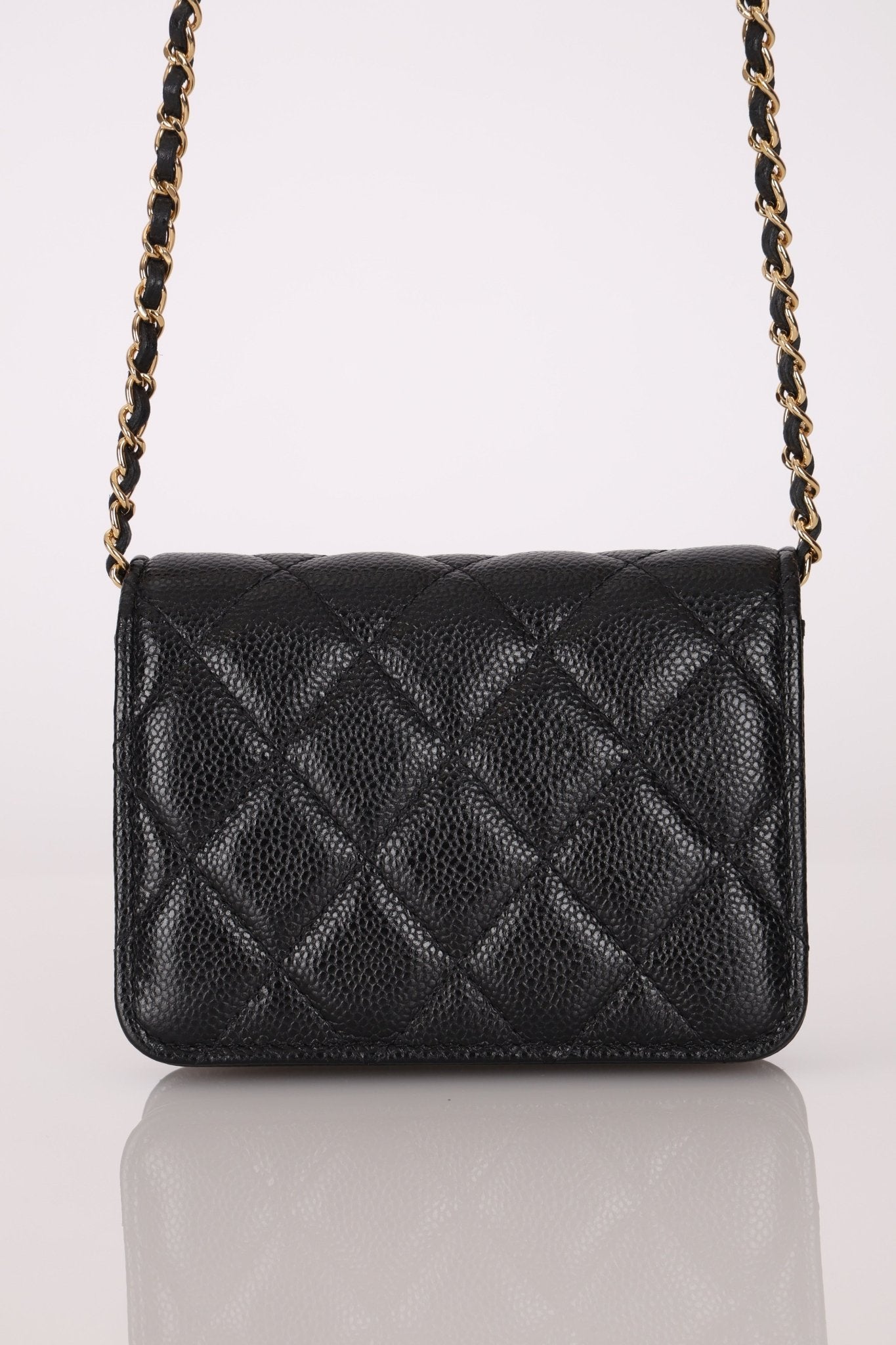 Chanel 2021 Miss Coco Strap Caviar Cardholder on Chain - FashioNica