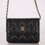 Chanel 2021 Miss Coco Strap Caviar Cardholder on Chain - FashioNica