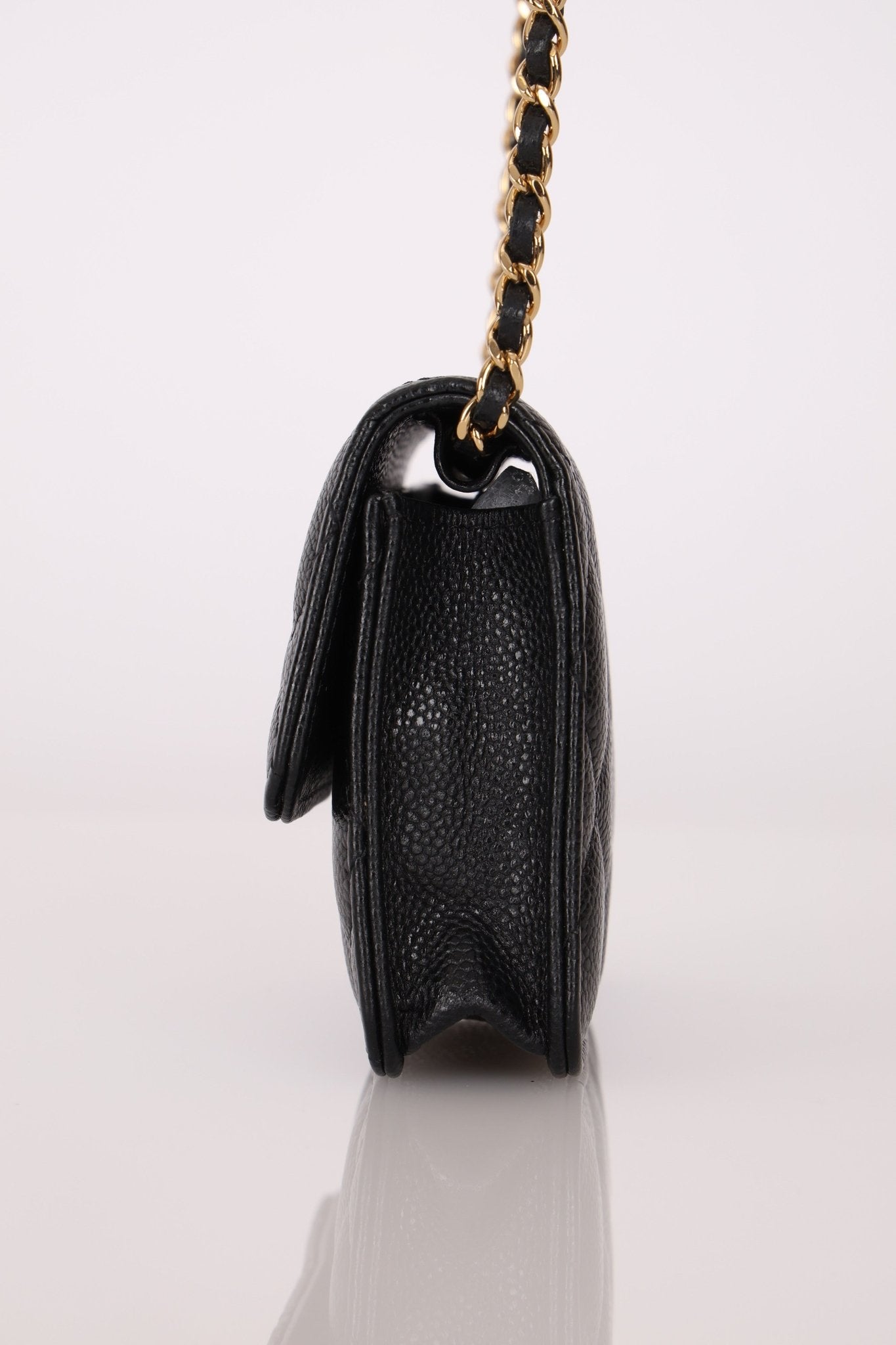 Chanel 2021 Miss Coco Strap Caviar Cardholder on Chain - FashioNica