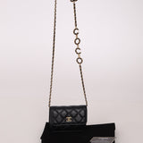 Chanel 2021 Miss Coco Strap Caviar Cardholder on Chain - FashioNica