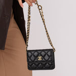 Chanel 2021 Miss Coco Strap Caviar Cardholder on Chain - FashioNica