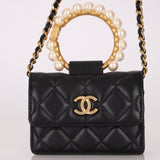 Chanel 2021 Pearl Crown Cardholder on Chain - FashioNica