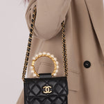 Chanel 2021 Pearl Crown Cardholder on Chain - FashioNica