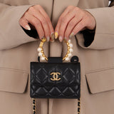 Chanel 2021 Pearl Crown Cardholder on Chain - FashioNica