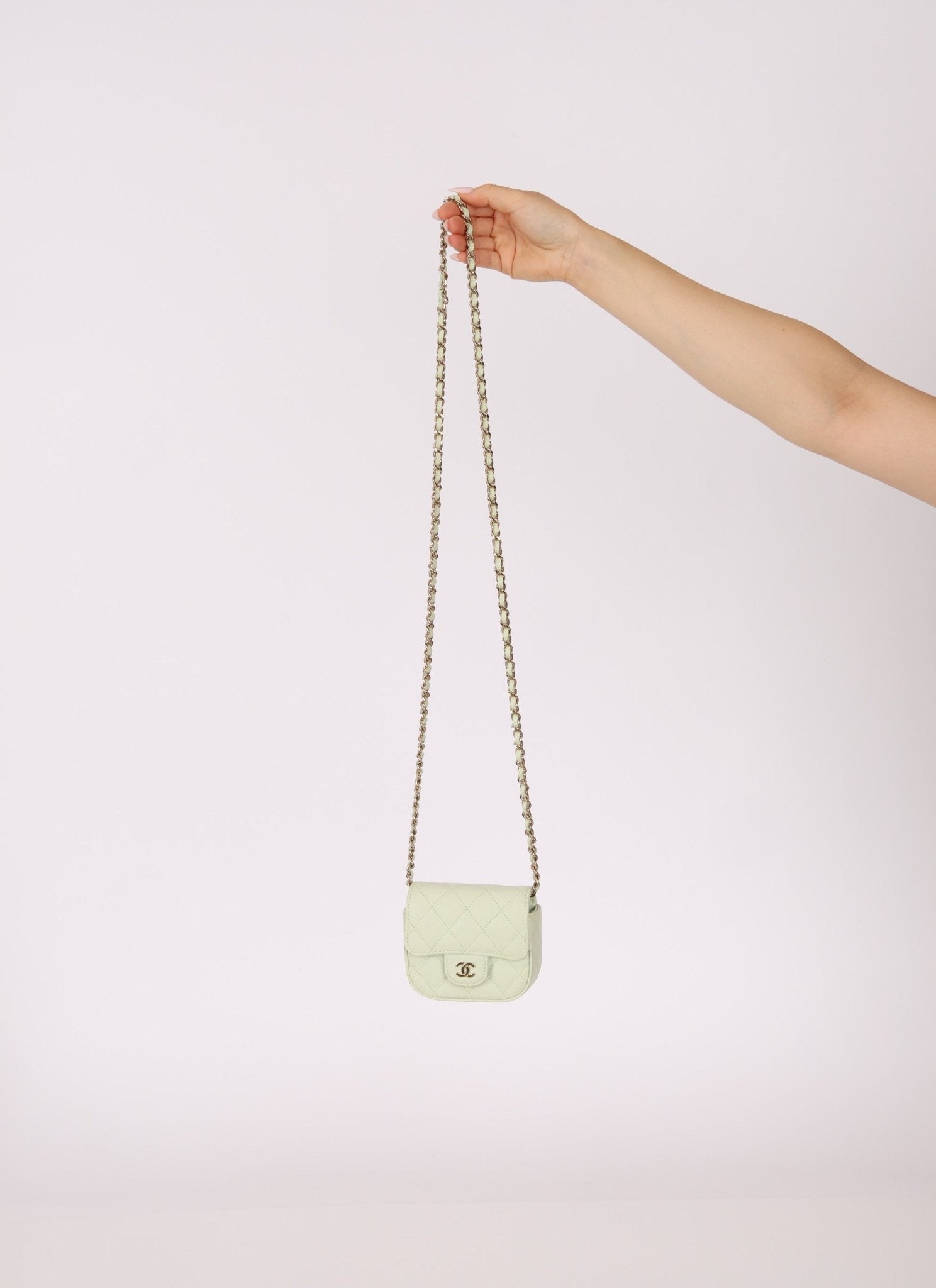 Chanel 2021 Pistachio Caviar Micro Flap - FashioNica