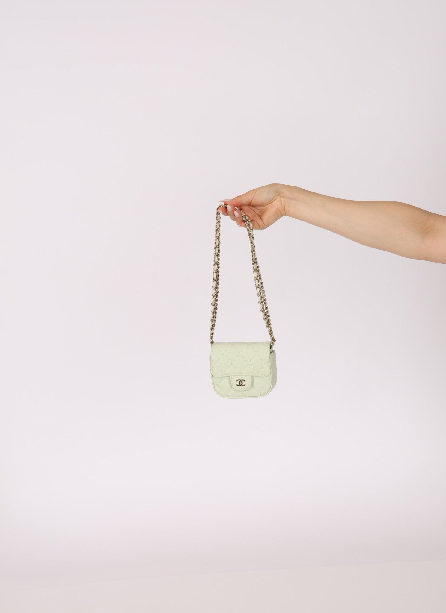 Chanel 2021 Pistachio Caviar Micro Flap - FashioNica