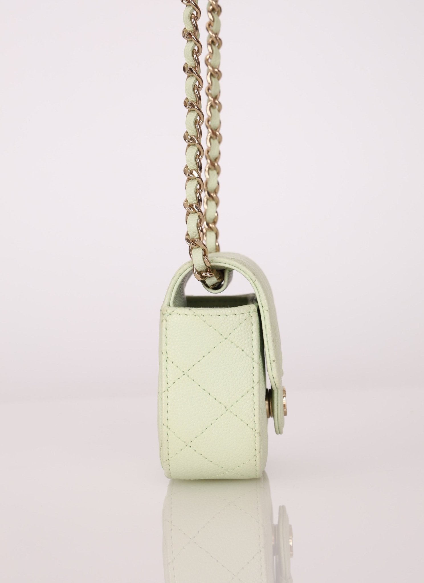 Chanel 2021 Pistachio Caviar Micro Flap - FashioNica