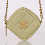 Chanel 2021 Pistachio Lambskin Chocolate Bar Mini Pouch on Chain - FashioNica