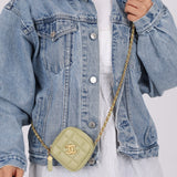 Chanel 2021 Pistachio Lambskin Chocolate Bar Mini Pouch on Chain - FashioNica