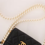 Chanel 2021 Quilted Calfskin About Pearls Card Holder Flap With Chain - FashioNica