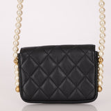 Chanel 2021 Quilted Calfskin About Pearls Card Holder Flap With Chain - FashioNica