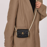 Chanel 2021 Quilted Calfskin About Pearls Card Holder Flap With Chain - FashioNica