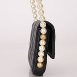 Chanel 2021 Quilted Calfskin About Pearls Card Holder Flap With Chain - FashioNica