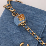 Chanel 2021 Quilted Denim Pearl Crush Wallet On Chain - FashioNica