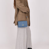 Chanel 2021 Quilted Denim Pearl Crush Wallet On Chain - FashioNica