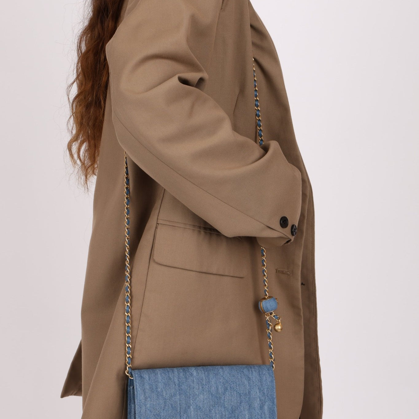 Chanel 2021 Quilted Denim Pearl Crush Wallet On Chain - FashioNica