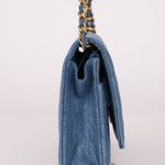 Chanel 2021 Quilted Denim Pearl Crush Wallet On Chain - FashioNica