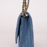 Chanel 2021 Quilted Denim Pearl Crush Wallet On Chain - FashioNica