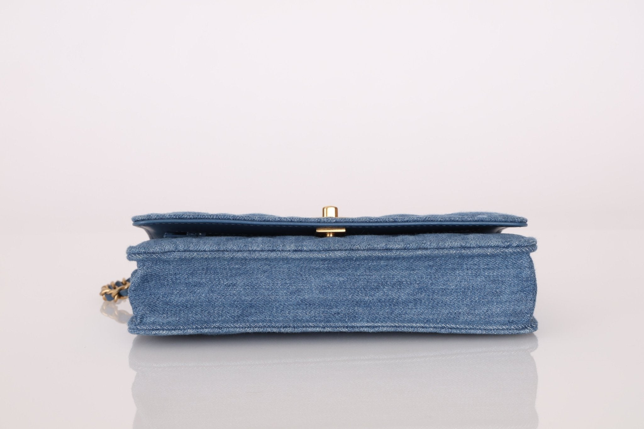 Chanel 2021 Quilted Denim Pearl Crush Wallet On Chain - FashioNica